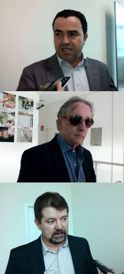O prefeito Vladimir Azevedo, Aurylio Guimarães (Proprietário das terras da Cidade Tecnológica) e Eduardo Sérgio (UFSJ)